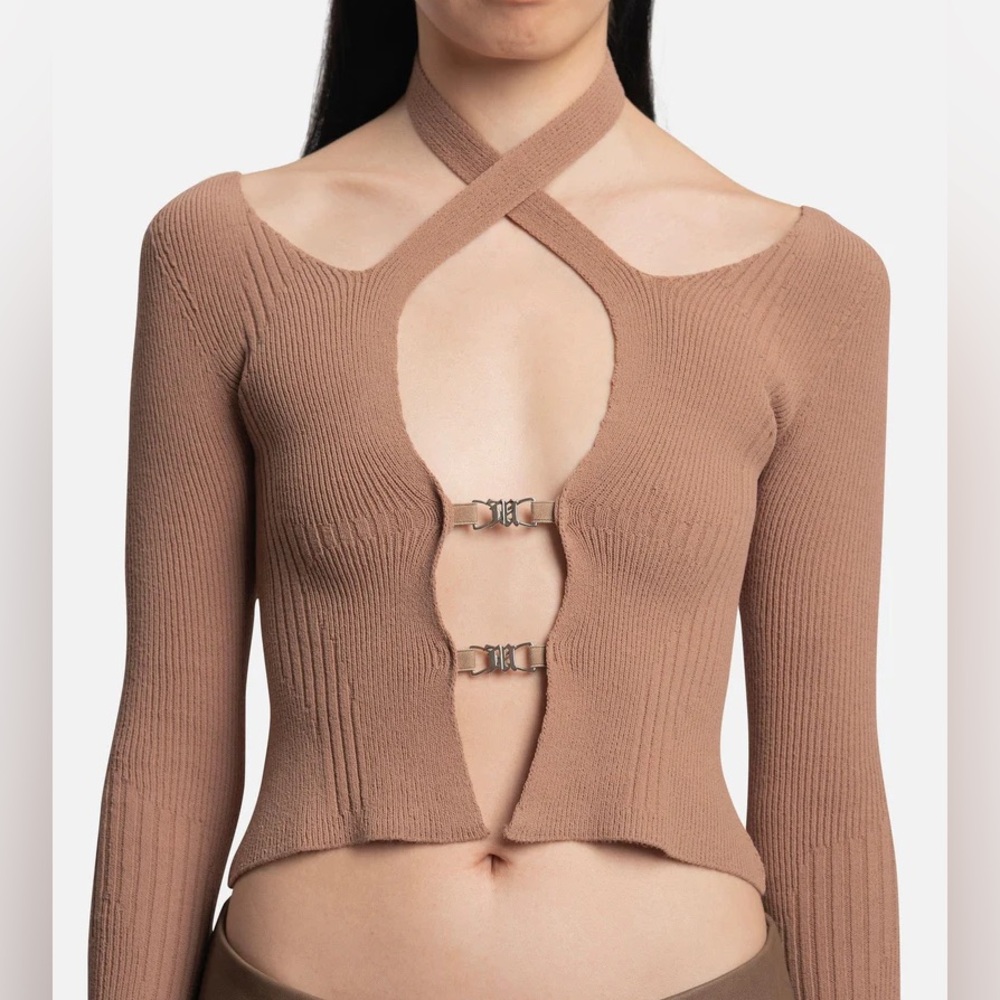 NWT MISBHV Brown Cutout Cardigan